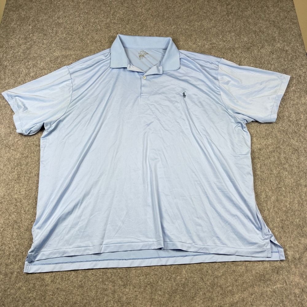 Polo Ralph Lauren Performance Polo Shirt Mens 3XB Light Blue Short Sleeve Pony